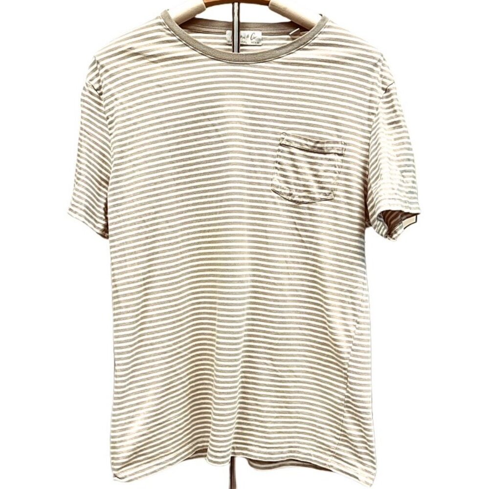 Cotton & Co Classic Striped Casual Short Sleeve Top Soft Cotton Quality Neutral